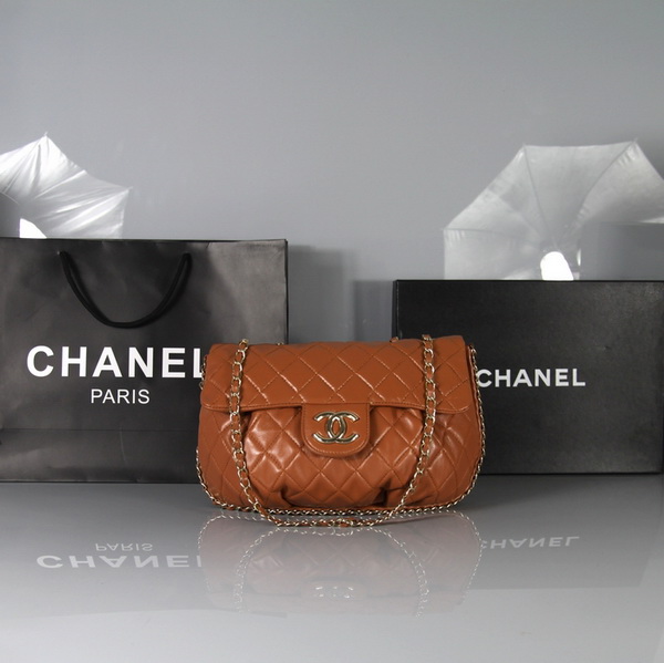 7A Replica Chanel Classic Flap Bag Orange Leather 3324